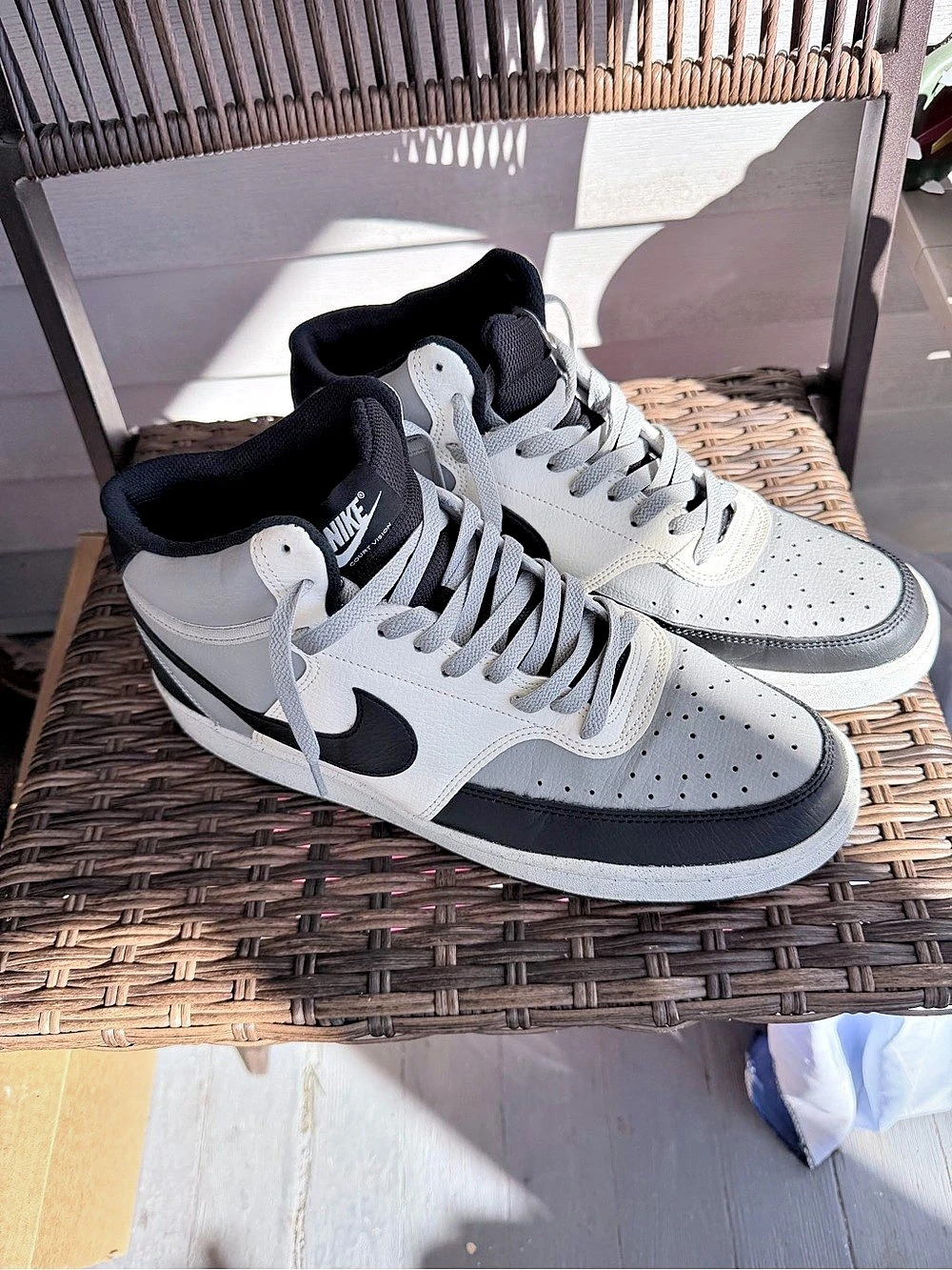 Nike Court Vision Mid High-Top Sneakers White & Black US 10